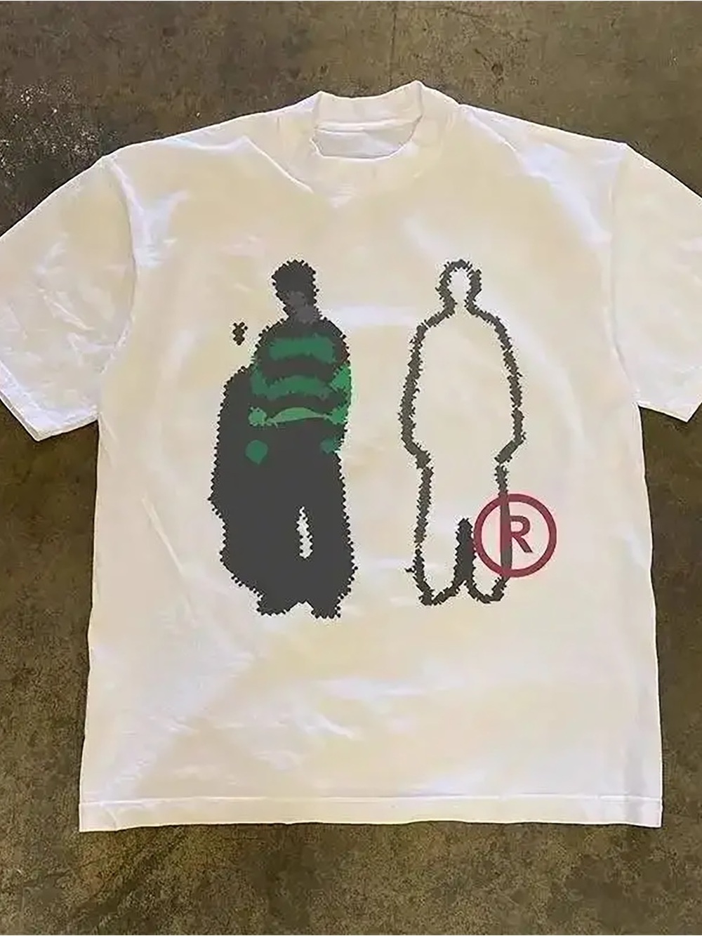 Dual Identity Minimalist Shirt, Modern Pixel Graphic Tee — Off White Unisex